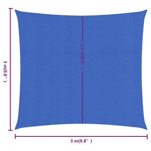 vidaXL Sunshade Sail 160 g/m² Square Blue 3x3 m HDPE