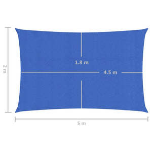 vidaXL Sunshade Sail 160 g/m² Blue 2x5 m HDPE