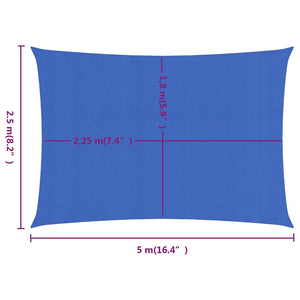 vidaXL Sunshade Sail 160 g/m² Rectangular Blue 2.5x5 m HDPE