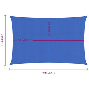 vidaXL Sunshade Sail 160 g/m² Rectangular Blue 3x6 m HDPE