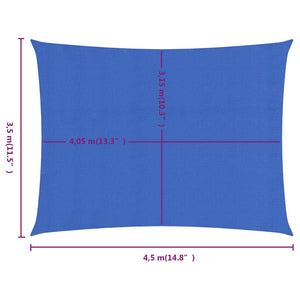 vidaXL Sunshade Sail 160 g/m² Rectangular Blue 3.5x4.5 m HDPE