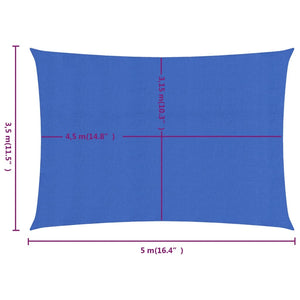 vidaXL Sunshade Sail 160 g/m² Rectangular Blue 3.5x5 m HDPE