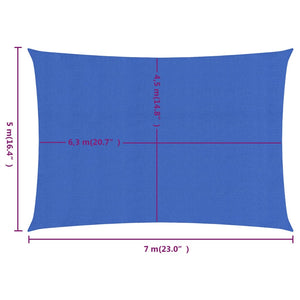 vidaXL Sunshade Sail 160 g/m² Rectangular Blue 5x7 m HDPE