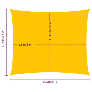 vidaXL Sunshade Sail 160 g/m² Rectangular Yellow 2x2.5 m HDPE