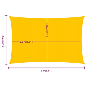 vidaXL Sunshade Sail 160 g/m² Rectangular Yellow 2x3 m HDPE