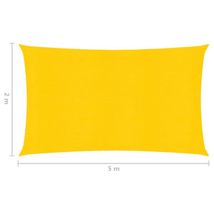 vidaXL Sunshade Sail 160 g/m² Yellow 2x5 m HDPE