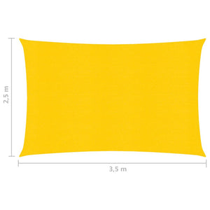 vidaXL Sunshade Sail 160 g/m² Yellow 2.5x3.5 m HDPE