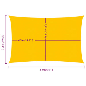 vidaXL Sunshade Sail 160 g/m² Rectangular Yellow 3.5x5 m HDPE