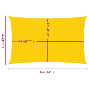 vidaXL Sunshade Sail 160 g/m² Rectangular Yellow 4x6 m HDPE