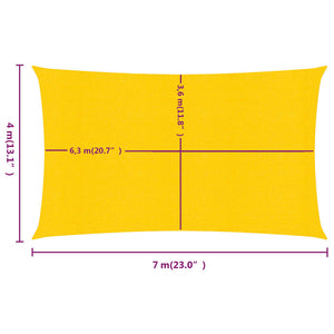 vidaXL Sunshade Sail 160 g/m² Rectangular Yellow 4x7 m HDPE