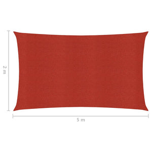 vidaXL Sunshade Sail 160 g/m² Red 2x5 m HDPE