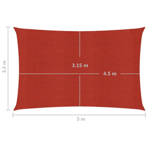 vidaXL Sunshade Sail 160 g/m² Red 3.5x5 m HDPE