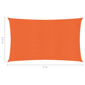 vidaXL Sunshade Sail 160 g/m² Orange 2.5x5 m HDPE