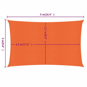 vidaXL Sunshade Sail 160 g/m² Rectangular Orange 3x5 m HDPE