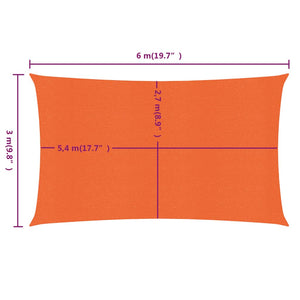 vidaXL Sunshade Sail 160 g/m² Rectangular Orange 3x6 m HDPE