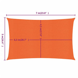 vidaXL Sunshade Sail 160 g/m² Rectangular Orange 5x7 m HDPE