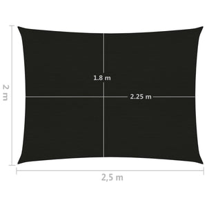 vidaXL Sunshade Sail 160 g/m² Black 2x2.5 m HDPE