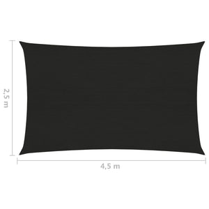 vidaXL Sunshade Sail 160 g/m² Black 2.5x4.5 m HDPE