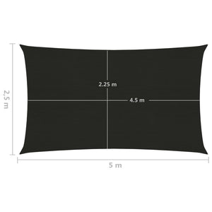 vidaXL Sunshade Sail 160 g/m² Black 2.5x5 m HDPE