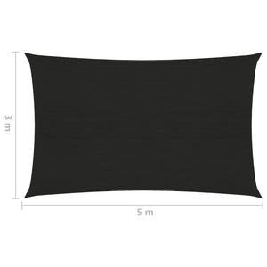 vidaXL Sunshade Sail 160 g/m² Black 3x5 m HDPE