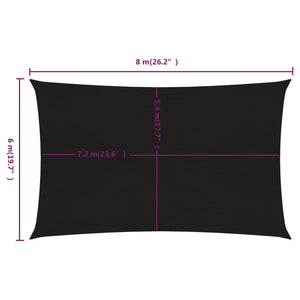 vidaXL Sunshade Sail 160 g/m² Rectangular Black 6x8 m HDPE