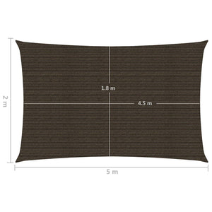 vidaXL Sunshade Sail 160 g/m² Brown 2x5 m HDPE