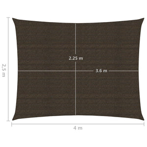 vidaXL Sunshade Sail 160 g/m² Brown 2.5x4 m HDPE