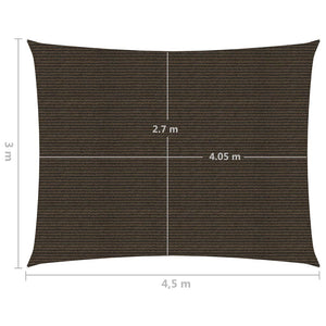 vidaXL Sunshade Sail 160 g/m² Brown 3x4.5 m HDPE