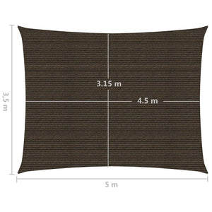 vidaXL Sunshade Sail 160 g/m² Brown 3.5x5 m HDPE