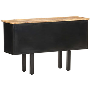 vidaXL Sideboard 110x30x65 cm Solid Rough Mango Wood and Steel