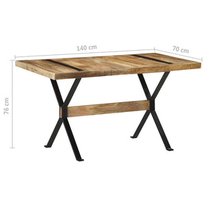 vidaXL Dining Table 140x70x76 cm Rough Mango Wood