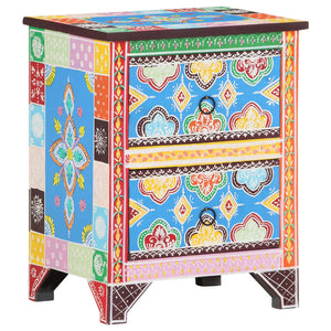 vidaXL Hand Painted Bedside Cabinet 40x30x50 cm Solid Mango Wood