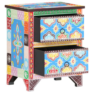 vidaXL Hand Painted Bedside Cabinet 40x30x50 cm Solid Mango Wood