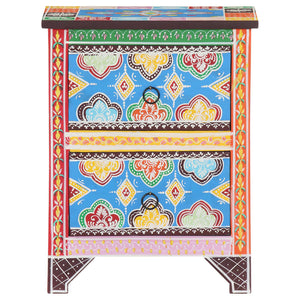 vidaXL Hand Painted Bedside Cabinet 40x30x50 cm Solid Mango Wood