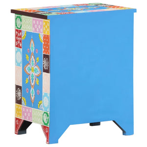 vidaXL Hand Painted Bedside Cabinet 40x30x50 cm Solid Mango Wood