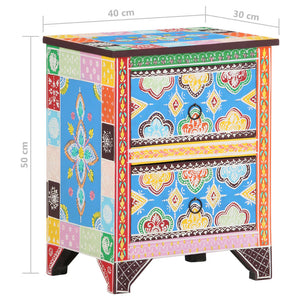 vidaXL Hand Painted Bedside Cabinet 40x30x50 cm Solid Mango Wood