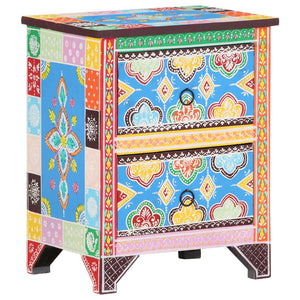 vidaXL Hand Painted Bedside Cabinet 40x30x50 cm Solid Mango Wood