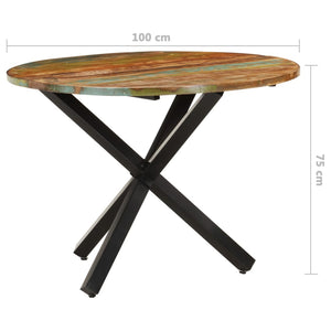 vidaXL Dining Table Round 100x100x75 cm Solid Reclaimed Wood