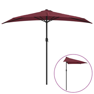 vidaXL Balcony Parasol with Aluminium Pole Bordeaux Red 270x144x222 cm Half