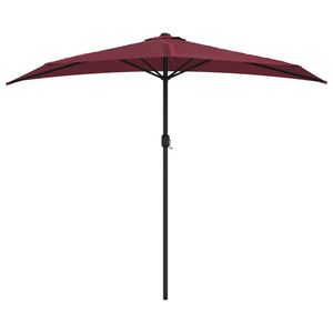 vidaXL Balcony Parasol with Aluminium Pole Bordeaux Red 270x144x222 cm Half