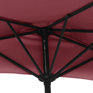 vidaXL Balcony Parasol with Aluminium Pole Bordeaux Red 270x144x222 cm Half