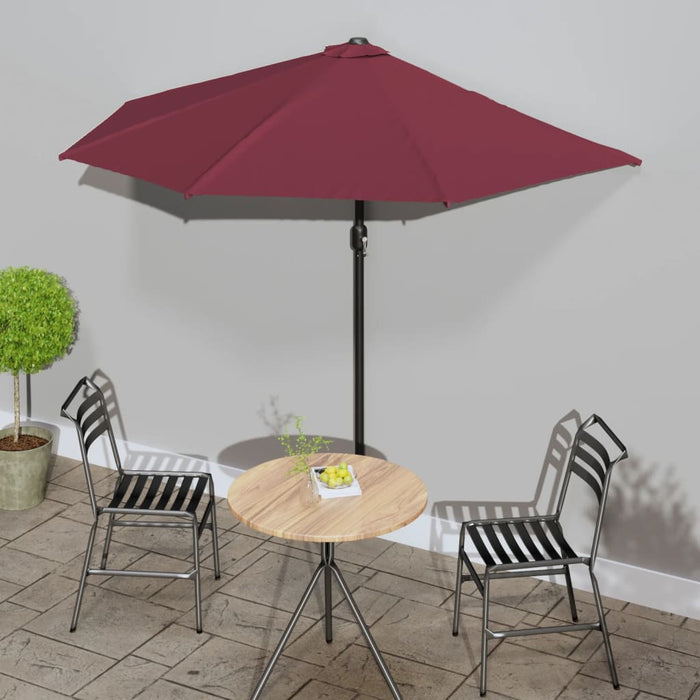 vidaXL Balcony Parasol with Aluminium Pole Bordeaux Red 270x144x222 cm Half