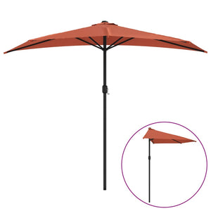 vidaXL Balcony Parasol with Aluminium Pole Terracotta 270x144x222 cm Half