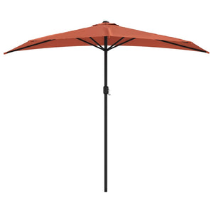 vidaXL Balcony Parasol with Aluminium Pole Terracotta 270x144x222 cm Half