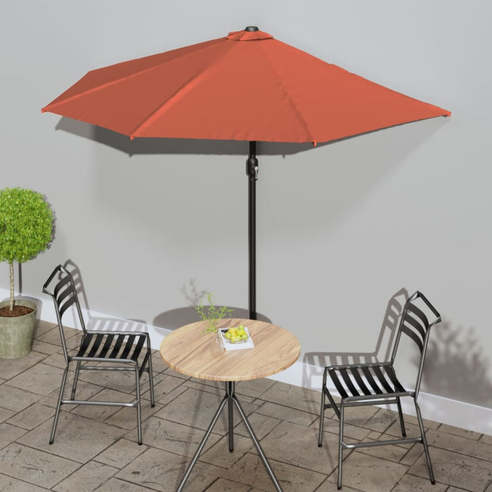 vidaXL Balcony Parasol with Aluminium Pole Terracotta 270x144x222 cm Half