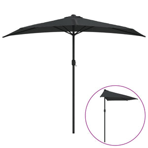 vidaXL Balcony Parasol with Aluminium Pole Black 270x144x222 cm Half