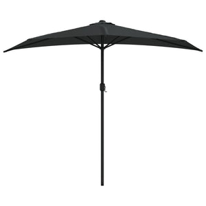 vidaXL Balcony Parasol with Aluminium Pole Black 270x144x222 cm Half