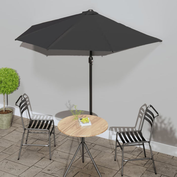 vidaXL Balcony Parasol with Aluminium Pole Black 270x144x222 cm Half