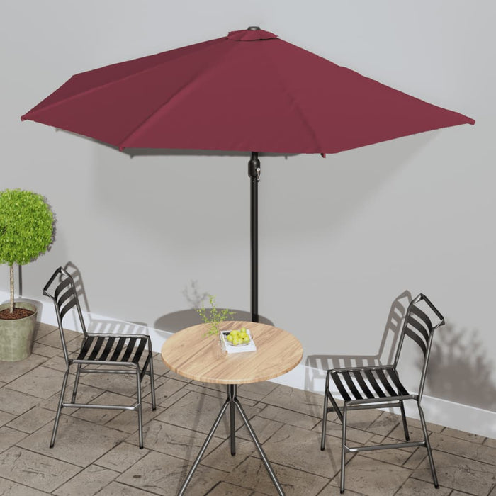 vidaXL Balcony Parasol with Aluminium Pole Bordeaux Red 300x155x223 cm Half