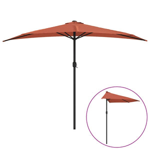 vidaXL Balcony Parasol with Aluminium Pole Terracotta 300x155x223 cm Half